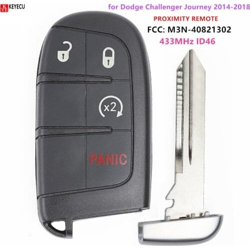 Keyecu Smart Remote Key 3+1 Button 433MHz ID46 Chip Fob for Dodge Challenger Journey 2014 2015 2016 2017 2018 FCC: M3N-40821302