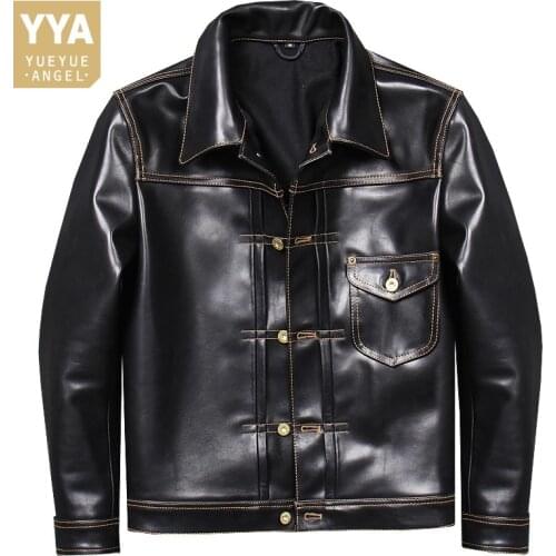 Classic Retro Moto Biker Genuine Leather Jacket Men Punk Single Breasted Slim Cargo Coat Quality Luxury Horsehide Pilot Jackets