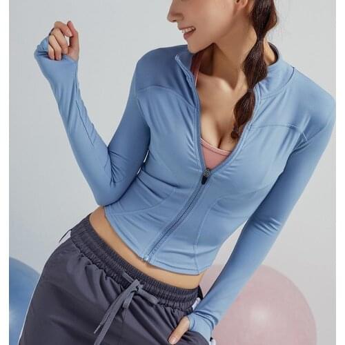 Yoga Crop Top Yoga Long Sleeve Jacket Womens 2021 Spring Summer New Sports Running Top Cardigan Top Deportivo Mujer Camisetas