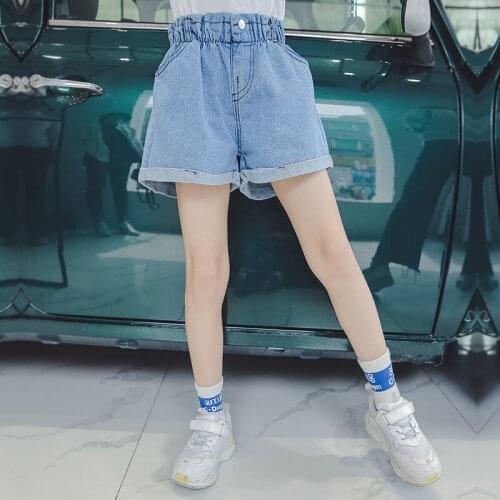 Fashion Kids Girl High Waist Denim Shorts Baby Girls Jeans Shorts Summer Loose Short Trousers For Teenage Clothing 4-13Year