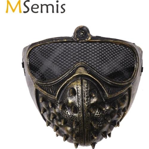MSemis Half Horror Mask Costume Cosplay Party Face Prop Masquerade for Steampunk Rivet Mask Scary Halloween Scary Mask