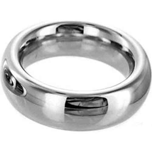 Male SM Bondage Gear Donut Cock Ring Stainless Steel Ball and Penis Restraint CBT Man Sub Training Device Adult Toys