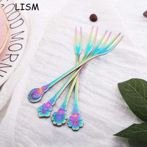 3PCS Tea Fork Set Stainless Steel Small Two-tine Fruit Fork Set Gold Dessert Fork For Cake Snack Gold Salad Forks Dinnerware Set