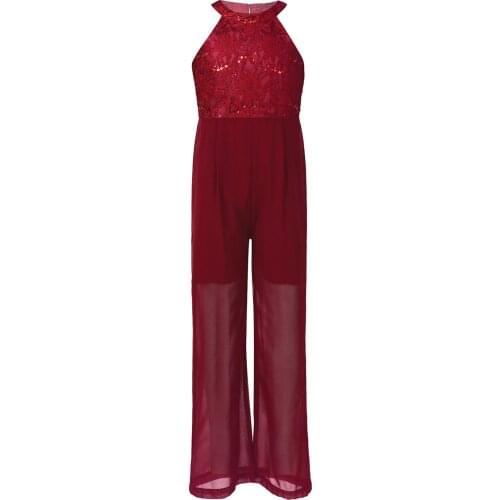 New Teenage Girls Romper Jumpsuit Summer Children Clothing Halter Neck Sleeveless Lace Embroidered Kids Jumpsuit Girls Overalls