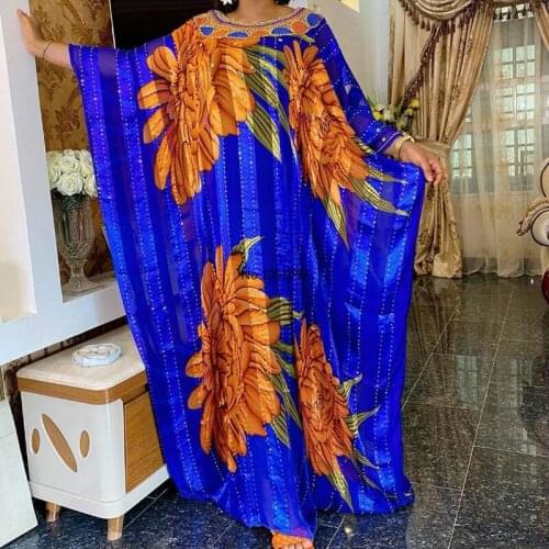 African Print Dresses for Women Plus Size Muslim Maxi Dress Dashiki Diamond African Clothes Abaya Dubai Boubou Robe Africa Dress