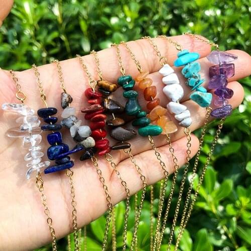 SAY Bohemian Natural Semi Precious Stones Tiger Eye Turquoises Coral Agates Lapis Lazuli Malachite Stone Pendant Women Necklace