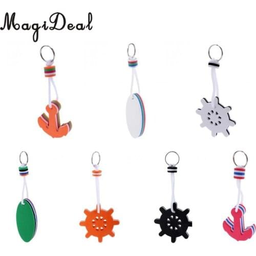 Durable Marine Sailing Steering Wheel Shaped Boating Keyring Floating Key Ring Float for Kayaking Canoeing Rafting