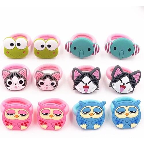1Pcs Children Headwear Cute Cartoon Chis Cat Elephant Elastic Hairbands Colorful Rubber Bands Girls Gift Kids Hair Accessories