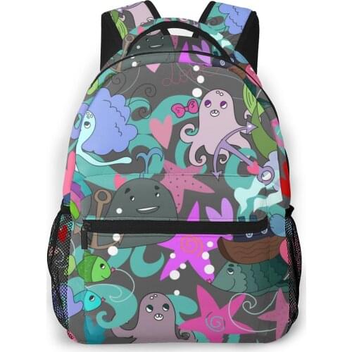 Teenagers Boy Backpack Cartoon Sea Fishes Octopus Starfish Casual Laptop Backpack Student School Bag Backpack