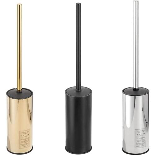 Stainless Steel Toilet Brush and Holder Wall Mounted Cleaning Brush with Removable Drenching Tank Bathroom Accessories