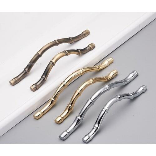 Modern Drawer Cabinet Hardwares Zinc Alloy Cupboard Kitchen Pull Bamboo Bronze Gold Bronze Wardrobe Door Handle