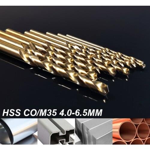 9sizes 5Pcs Set 4.0-6.5MM HSS CO/M35 Twist Drill Bit Stainless Steel Hole Cutter Whole Ground Metal Reamer Tools Hand Tools Kit