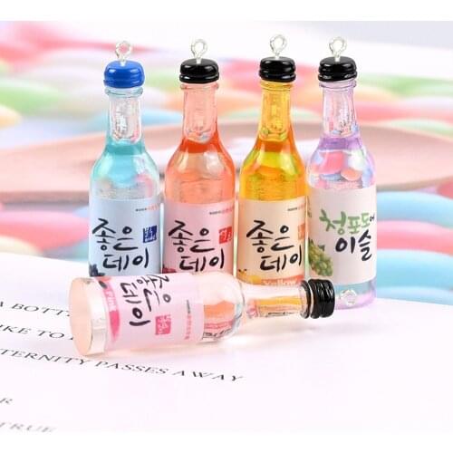 Yamily 10Pcs/Resin Korea Punk Bottle Charm Drink Pendant DIY Making Pendant Jewelry For Keychain Earrings Necklace