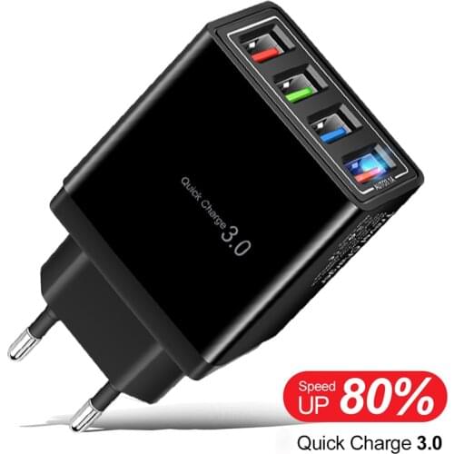 4 usb charger Quick charge 3.0 Chargers for iphone 12 Xiaomi redmi note 10 fast charger For Iphone chargers charger adapter