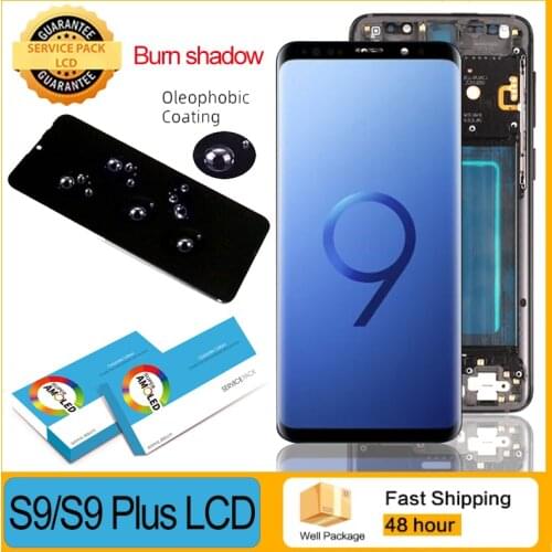 Burn Shadow Amoled LCD with frame for SAMSUNG Galaxy S9 G960 G960F Display S9 Plus G965 G965F Touch Screen Repair Parts