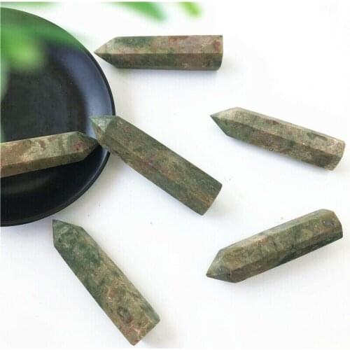 1pc 80-90mm Natural Green Red Fuchsite Gem Stone Crystal Point Obelisks Polished Healing Display Stone Decoration