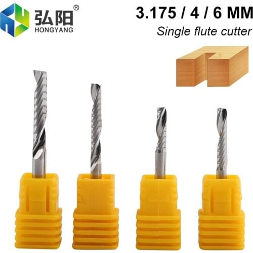 1pcs Single Blade Spiral End Mill 3.175mm 4mm 6mm Carbide Milling Cutter CNC 3D Engraving Woodworking Knife Acrylic Cutting