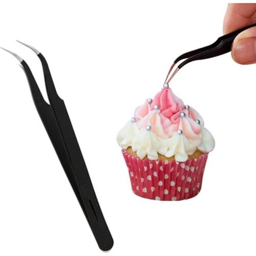 2Pcs/lot Anti-static Elbow Straight Stainless Steel Tweezers Cake Mold Sugarcraft Tool for Kitchen Bakeware Decoration QA 123