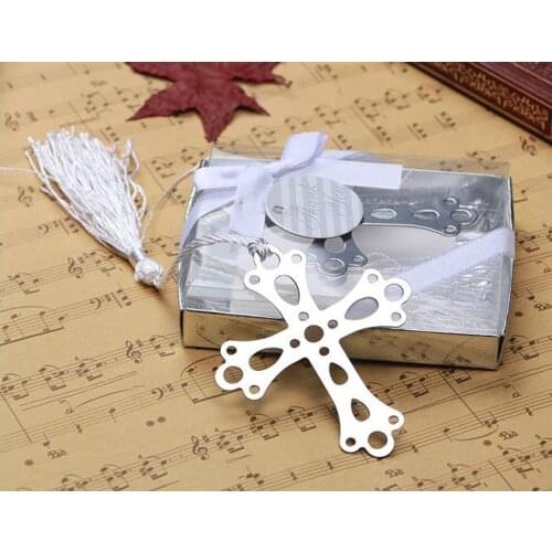 200pcs Free DHL Shipping stainless steel Cross Bookmark For Wedding Baby Shower Party Bookmarks Favor Gift SN1765