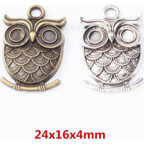 30 pieces of retro metal zinc alloy owl pendant for DIY handmade jewelry necklace making 7531