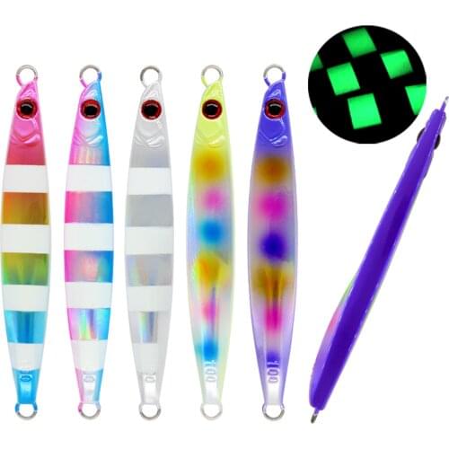 5PCS Deep sea Fishing Glow Stripe Zebra Jigging Slow sinking Jig Hook Lure Jigbait spoon baits 100g/150g