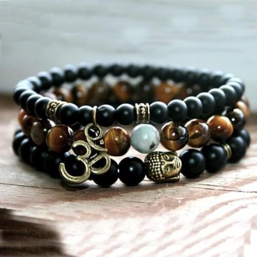 Natural Stone Universe Galaxy Buddhas head OM Bracelet For Women Solar System Life Eight Planets Bracelet Men Jewelry Gift