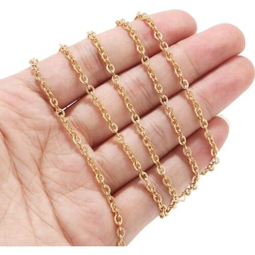 2m 4*3mm Stainless Steel Gold Link Chain Necklace Bulk Cable Chain for Jewelry Making Findings DIY Necklace Bracelet
