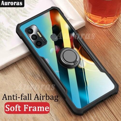Auroras For Tecno Spark7 Case Anti-fall Airbag Case Shockproof With Ring Soft Frame Cover For Tecno Spark 7 Case