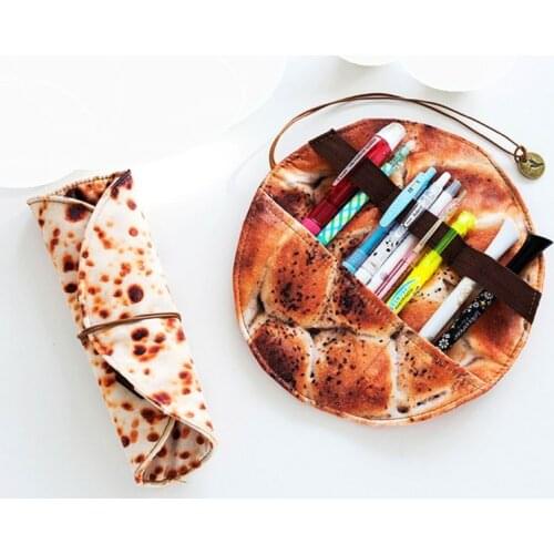 New Fun Pancakes Pen Bag Simulation Food Pancake Pencil Case Pen Stationery Storage Bag School Supplies Home Storage