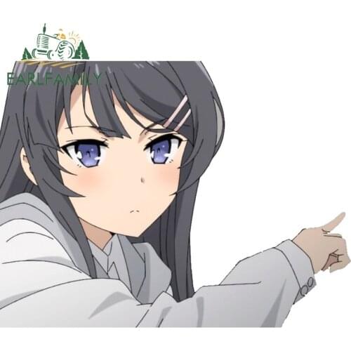 EARLFAMILY 13cm x 10.1cm For Mai Sakurajima Car Graffiti Stickers Windows Decal DIY Repair Sticker Suitable for VAN RV