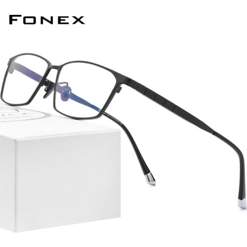 FONEX Pure Titanium Glasses Men 2021 New Male Classic Optical Prescription Eyeglass Frame Full Rim Square Eyewear F85642