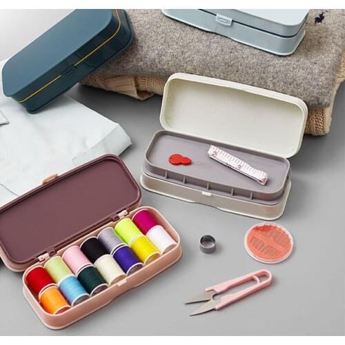 Sewing Needle Portable Mini Travel Thread Sewing Tool set Box Sewing Kit Storage Box Sundries Organizer Home Crochet Hook Yarn
