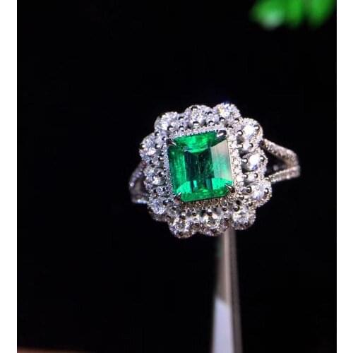 Emerald Ring Fine Jewelry Real Pure 18 K Gold 100% Natural Emerald Gemstones 0.92ct Female Wedding Rings for women Fine Ring