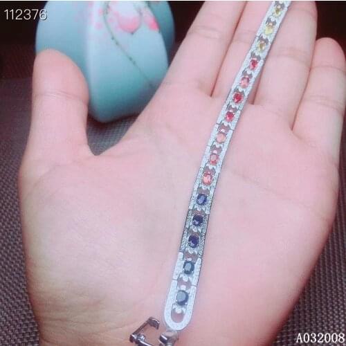 KJJEAXCMY fine jewelry 925 sterling silver inlaid natural color sapphire bracelet exquisite female bracelet support testing