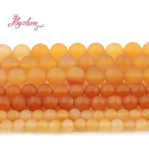 6,8,10mm Yellow Agates Round Bead Frost Matte Natural Stone Beads For DIY Necklace Bracelet Jewelry Making Spacer Strand 15"