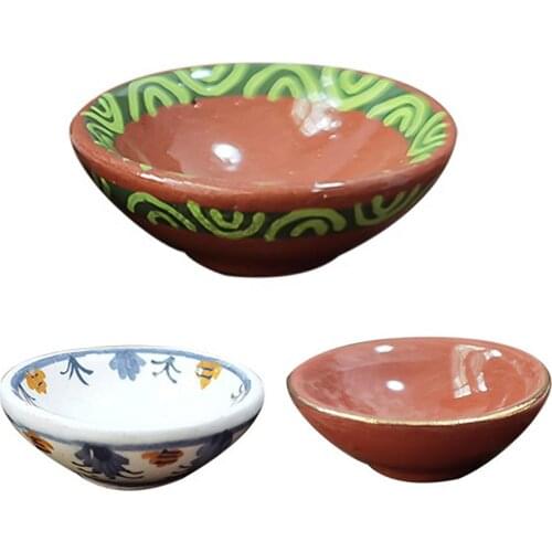 Dollhouse Kitchen Furniture Toy Mini Dish Bowl Model Decor DIY Crafts Props Kids Educational Toys for Children Gifts