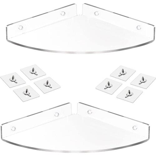 HOT Acrylic Corner Shower Caddy, 2 Pack Adhesive Shower Corner Shelves For Wall Mounted No Drilling