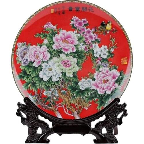 Jingdezhen ceramics pastel flowers rich golden plates Home Furnishing decoration High-grade decoration decoration faceplate
