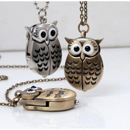 Lovely Owl Watch Nurse Fob Pocket Watches with Necklace Chain Relogio De Bolso P668