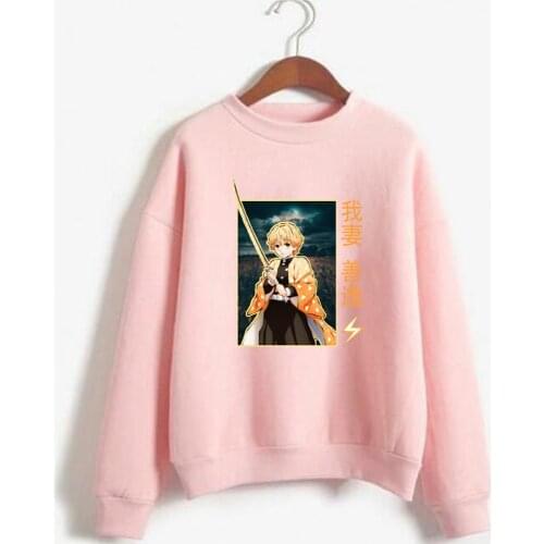 New Kawaii Anime Demon Slayer Pullover Sweatshirt Agatsuma Zenitsu Hoodie