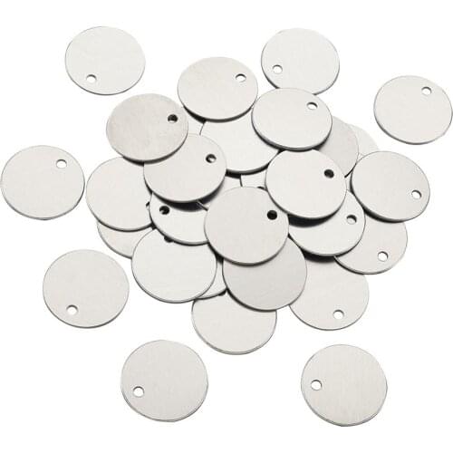Pandahall 50pcs/set Flat Round Aluminum Stamping Blank Tags Charm Pendant DIY Jewelry Necklace Making