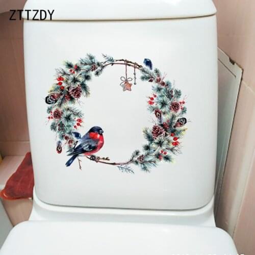 ZTTZDY 25.6CM×20.5CM Christmas Wreath Creative Toilet Stickers Kids Room Wall Decoration T2-0786