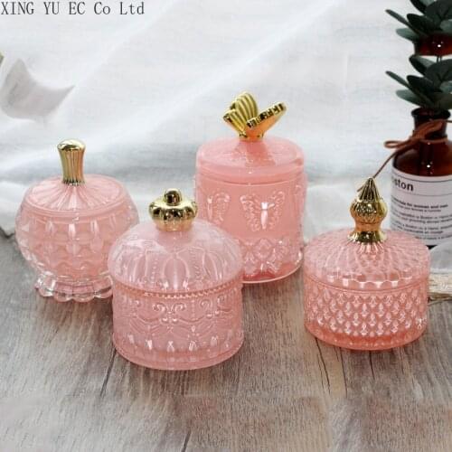Victoria Wind Glass Storage Jar Jewelry Storage Box Household Aromatherapy Bottle Cotton Swab Box Pink Decoration Wedding Gift