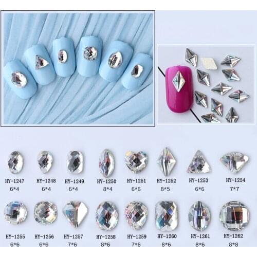 10pcs/lot, Nail Art 3d Flat Back Irregular Diamonds Iridescent Rainbow Colors Rhinestones For Nail Tips Decorations