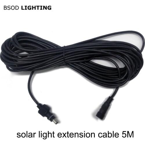 LED Solar Lights Extension Cable 5 Meters Waterproof Power Cord DC5.5x2.1mm Male Female Connector for Solar Lamp