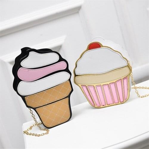 Creative Ice Cream Shoulder Bag Women Zipper Three-dimensional Bags Korean Version of The Chain Crossbody Female Cartoon Pu