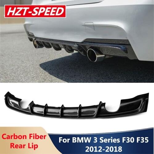 MP Style Real Carbon Fiber Rear Shovel Bumper Lip Diffuser Bilateral Four Out Car Body Kit For BMW 3 Series F30 F35 MT 2012-2018