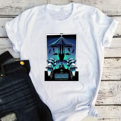Beetlejuice Graphic Tee Clothes Women Plus Size Beetlejuice Woman Tshirts Horror Movie Halloween Black Top Harajuku Tops L