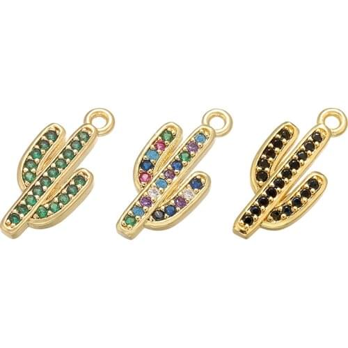 ZHUKOU 8x17mm unique cactus crystal pendant for women bracelet necklace handmade DIY jewelry making accessories model: VD511