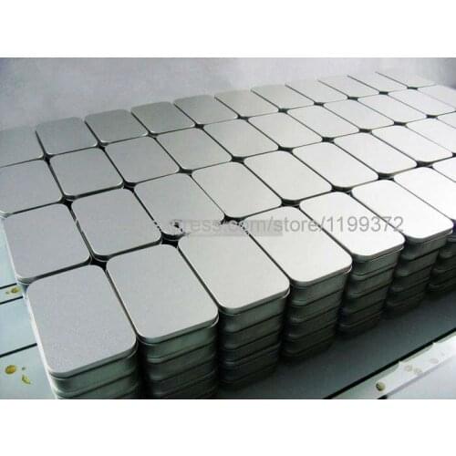 100pcs Tin Container Storage Box Metal rectangle for beads business card candy herbs Case 9.4cm x 5.9cm x 2.1cm Sliver